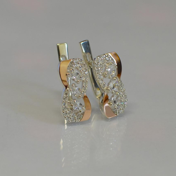 Серебряные серьги с золотыми пластинами