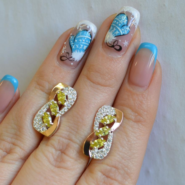 Серебряные серьги с золотыми пластинами