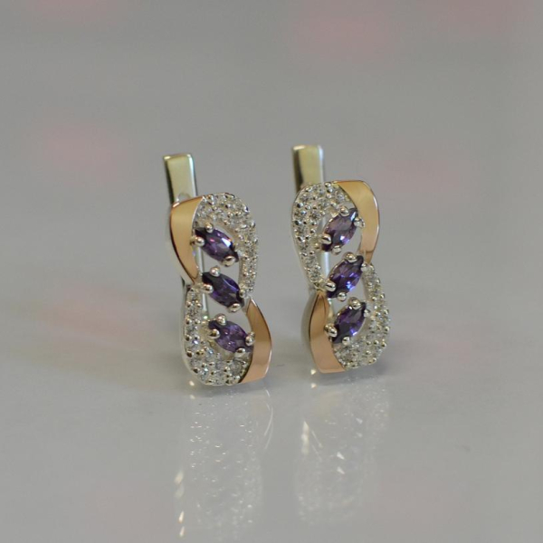 Серебряные серьги с золотыми пластинами