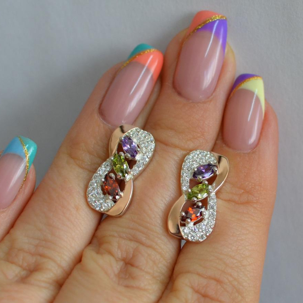 Серебряные серьги с золотыми пластинами