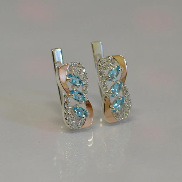 Серебряные серьги с золотыми пластинами