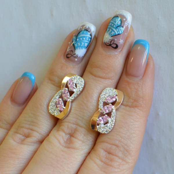 Серебряные серьги с золотыми пластинами