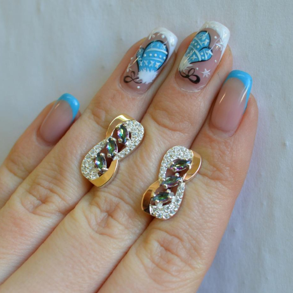 Серебряные серьги с золотыми пластинами