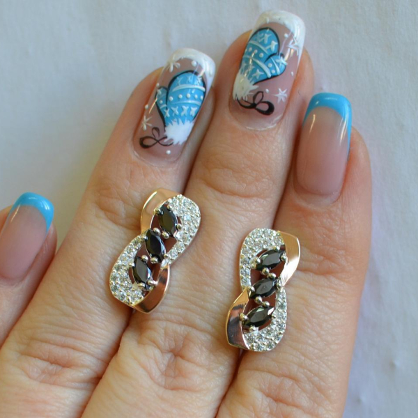 Серебряные серьги с золотыми пластинами