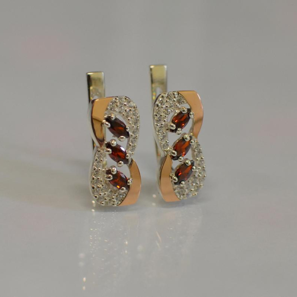 Серебряные серьги с золотыми пластинами