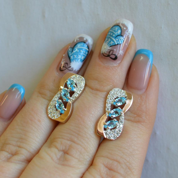 Серебряные серьги с золотыми пластинами