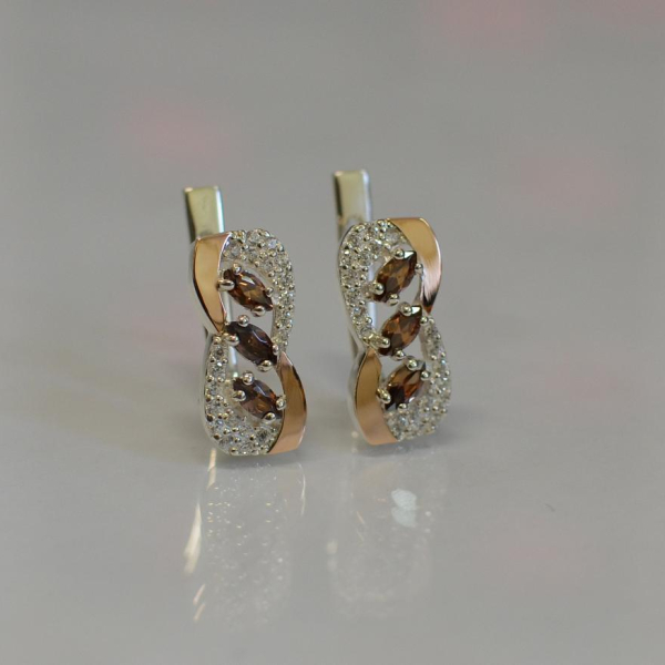 Серебряные серьги с золотыми пластинами