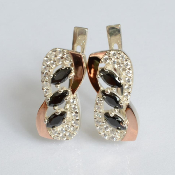 Серебряные серьги с золотыми пластинами