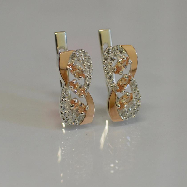 Серебряные серьги с золотыми пластинами