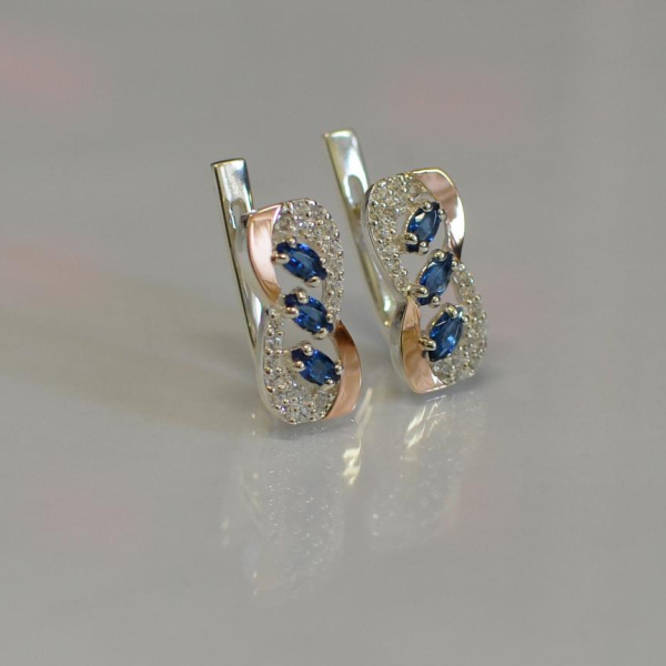 Серебряные серьги с золотыми пластинами