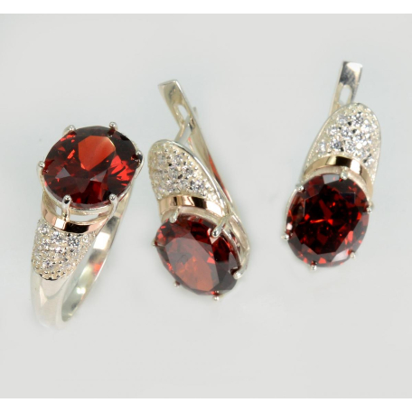 Серебряный набор с золотыми пластинами