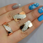 Срібний набір з золотими пластинами