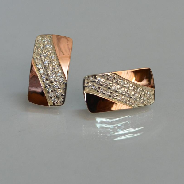 Серьги серебряные с золотом