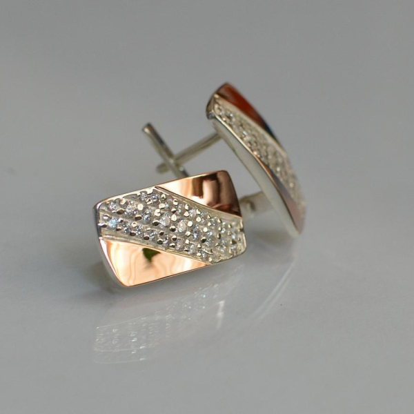 Серьги серебряные с золотом