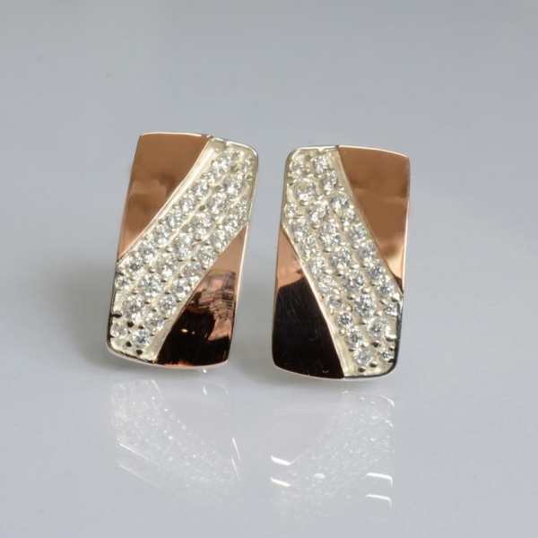 Серьги серебряные с золотом