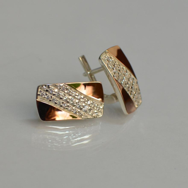 Серьги серебряные с золотом
