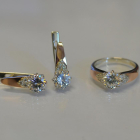 Срібний набір з золотими вставками