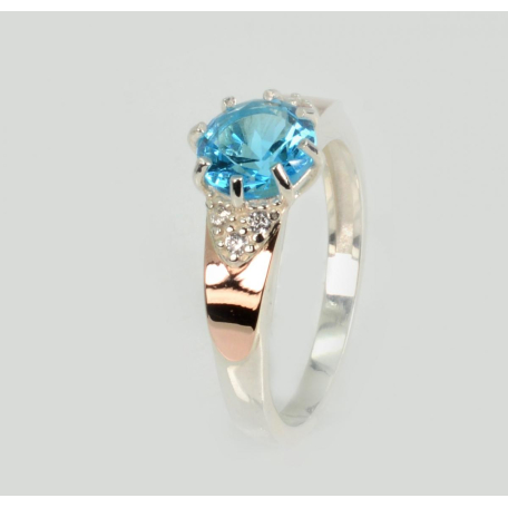 Серебряное кольцо с золотыми вставками