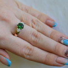 Срібна каблучка з золотими вставками