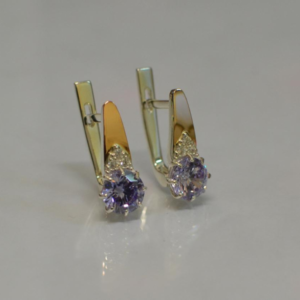 Срібні сережки з золотими вставками