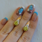 Срібні сережки з золотими вставками