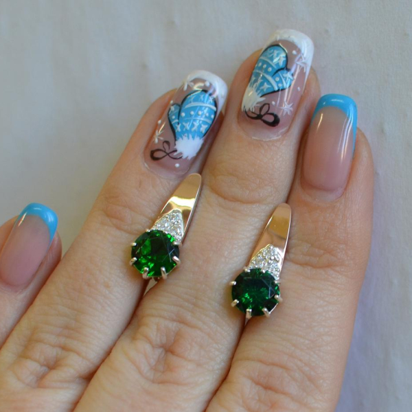 Срібні сережки з золотими вставками