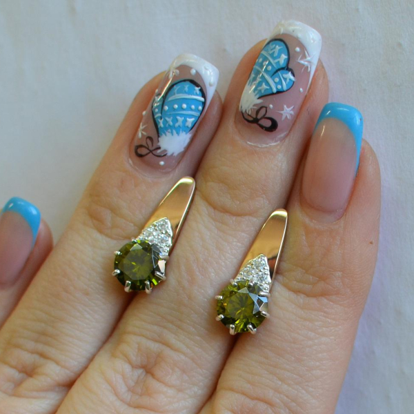 Срібні сережки з золотими вставками