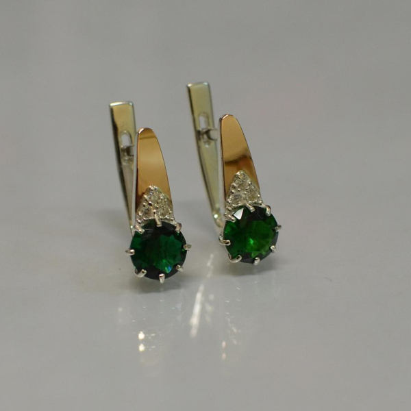 Срібні сережки з золотими вставками