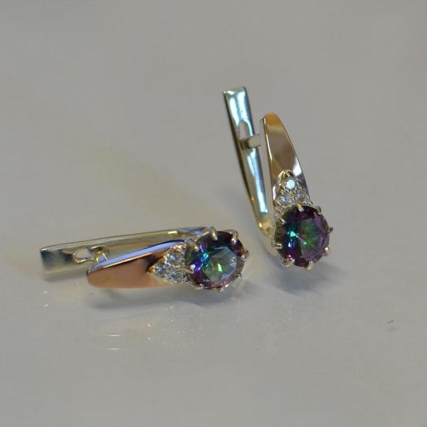 Срібні сережки з золотими вставками