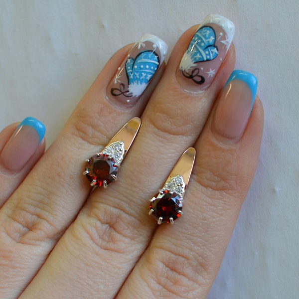 Срібні сережки з золотими вставками