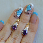 Срібні сережки з золотими вставками