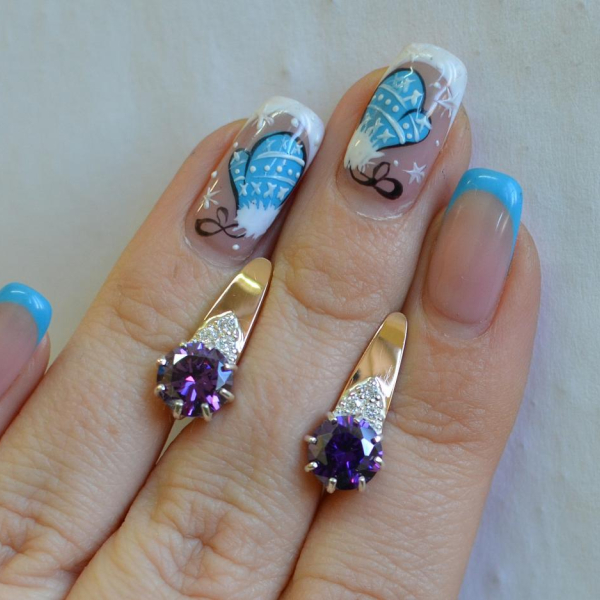 Срібні сережки з золотими вставками