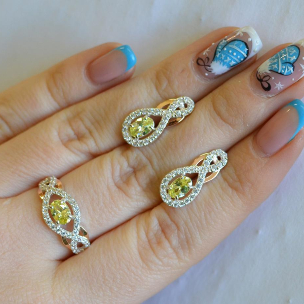 Набір із срібла з золотом