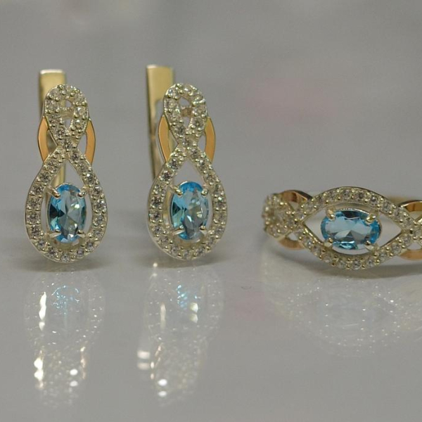 Набір із срібла з золотом