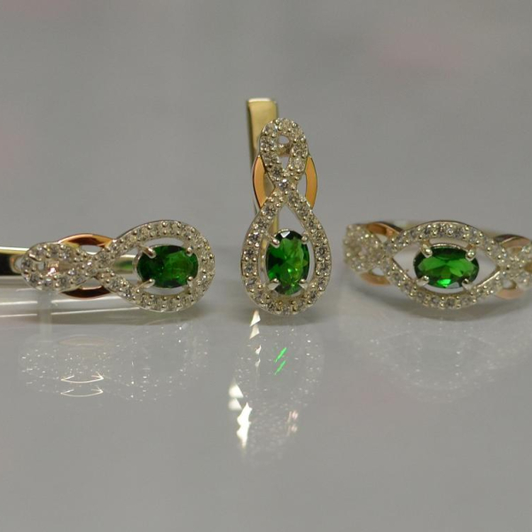 Набір із срібла з золотом