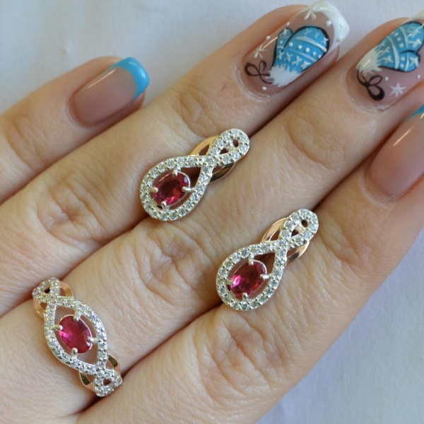 Набір із срібла з золотом