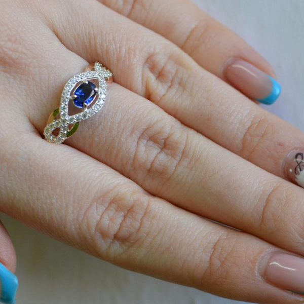 Срібна каблучка з золотими накладками