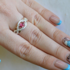 Срібна каблучка з золотими накладками