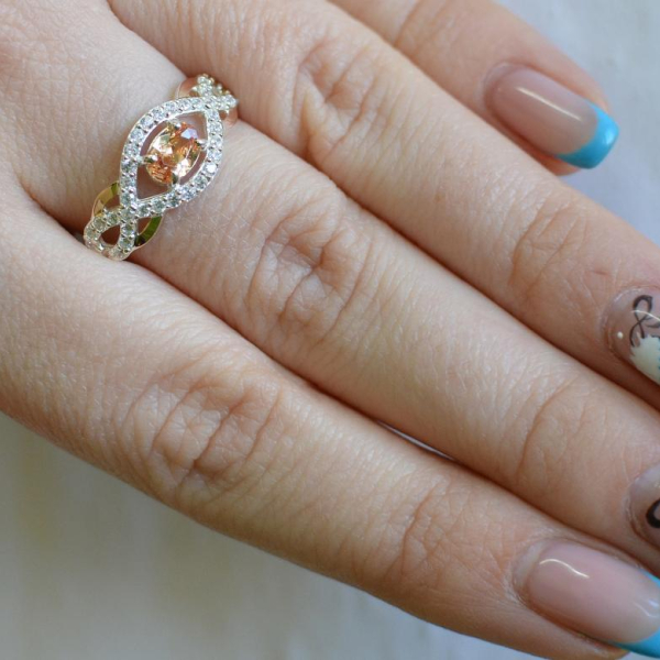 Срібна каблучка з золотими накладками