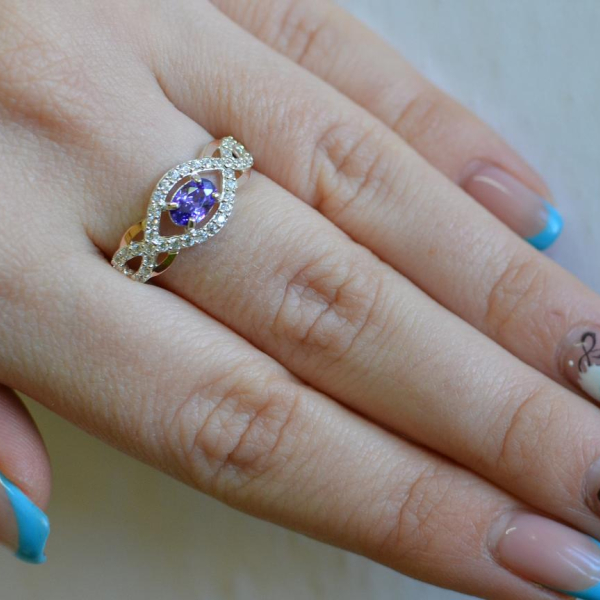 Срібна каблучка з золотими накладками