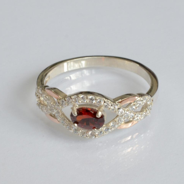 Срібна каблучка з золотими накладками