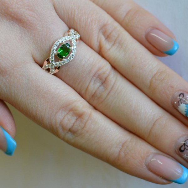 Срібна каблучка з золотими накладками