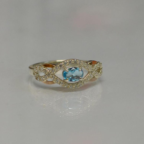 Срібна каблучка з золотими накладками