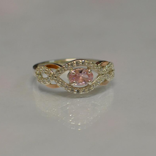 Срібна каблучка з золотими накладками