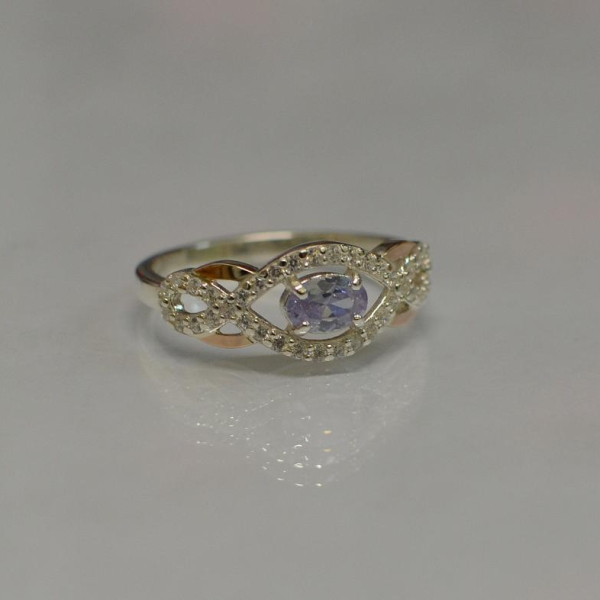 Срібна каблучка з золотими накладками