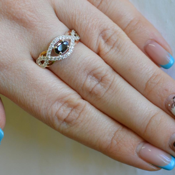 Срібна каблучка з золотими накладками