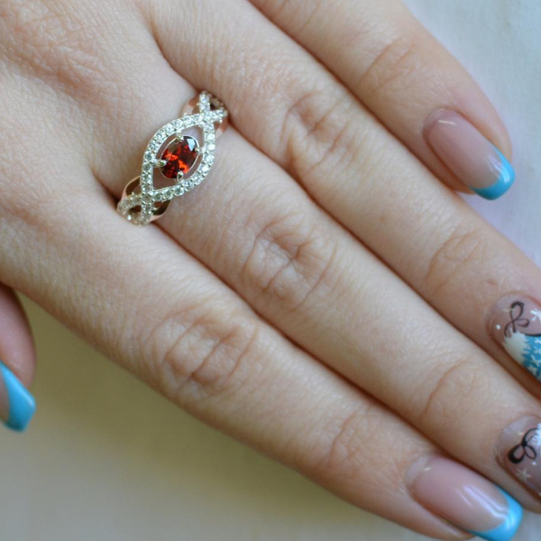 Срібна каблучка з золотими накладками