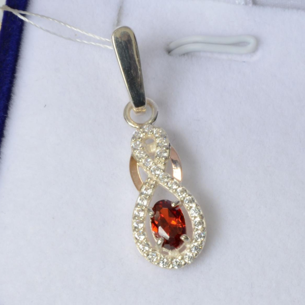 Серебряная подвеска с золотими вставками