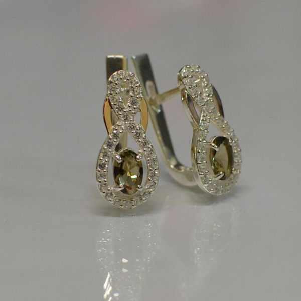 Срібні сережки з золотими вставками