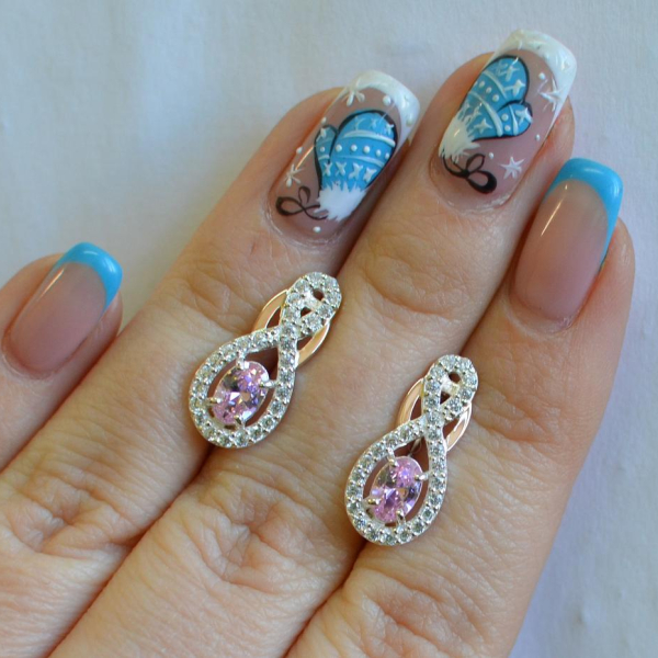 Срібні сережки з золотими вставками